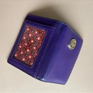 Tory Burch Bifold Wallet Cardholder | Purple Saffiano Grain Leather